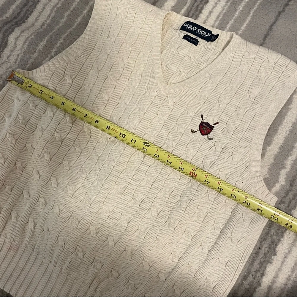 VINTAGE POLO GOLF men’s large white sweater vest - Picture 8 of 8